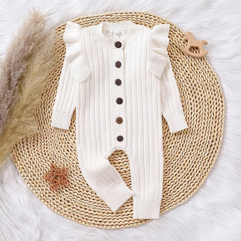 Long Sleeve Knit Ruffle Romper