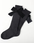 Long Knee Velvet Bow Socks