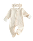 Gingham Ruffle Footie + Matching Bow