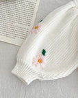 Puff Sleeves Embroidered Sweater