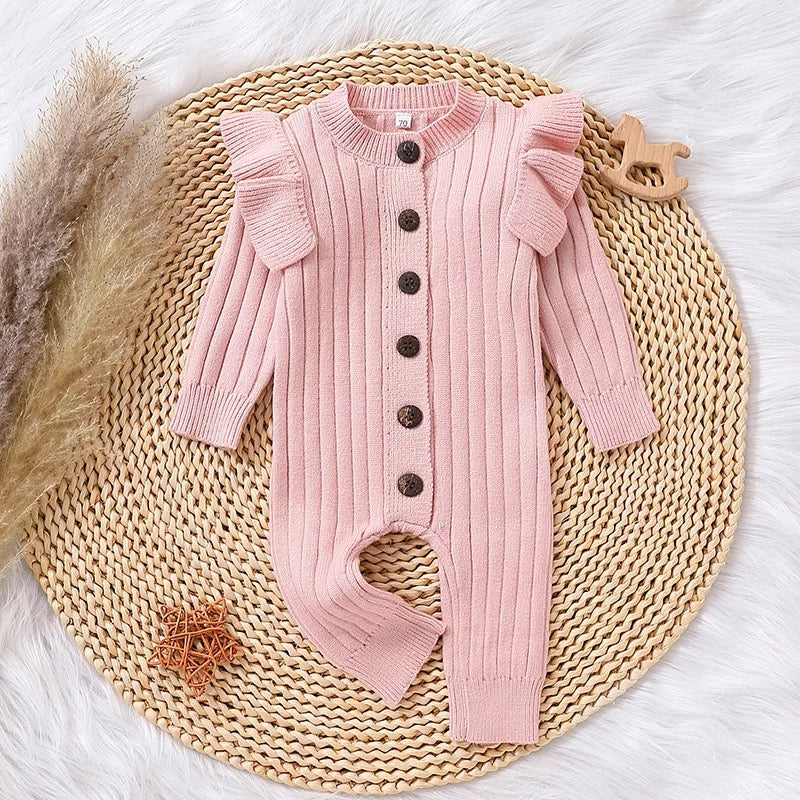 Long Sleeve Knit Ruffle Romper