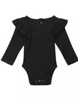 Long Sleeve Solid Ruffles