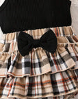 Halter Top & Plaid Bow Shorts (Black)