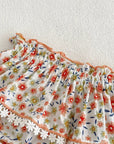 Puff Sleeve Button-up & Floral Shorts Set