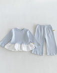 Cozy Bloom Ribbed Ruffle Lounge Set
