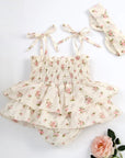 Sleeveless floral Shirred Romper