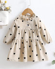 Heart Frilled Corduroy Dress