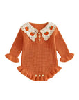 Pumpkin Patch Crochet Collar Knit Romper