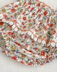 Puff Sleeve Button-up & Floral Shorts Set