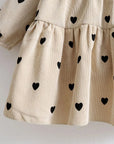 Heart Frilled Corduroy Dress