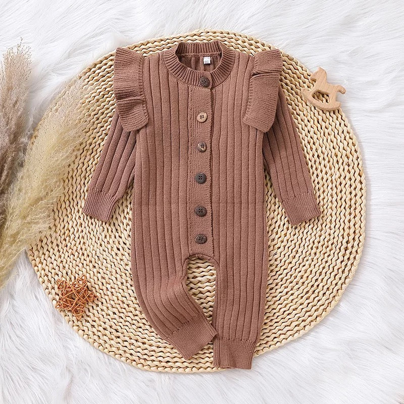 Long Sleeve Knit Ruffle Romper