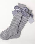 Long Knee Velvet Bow Socks