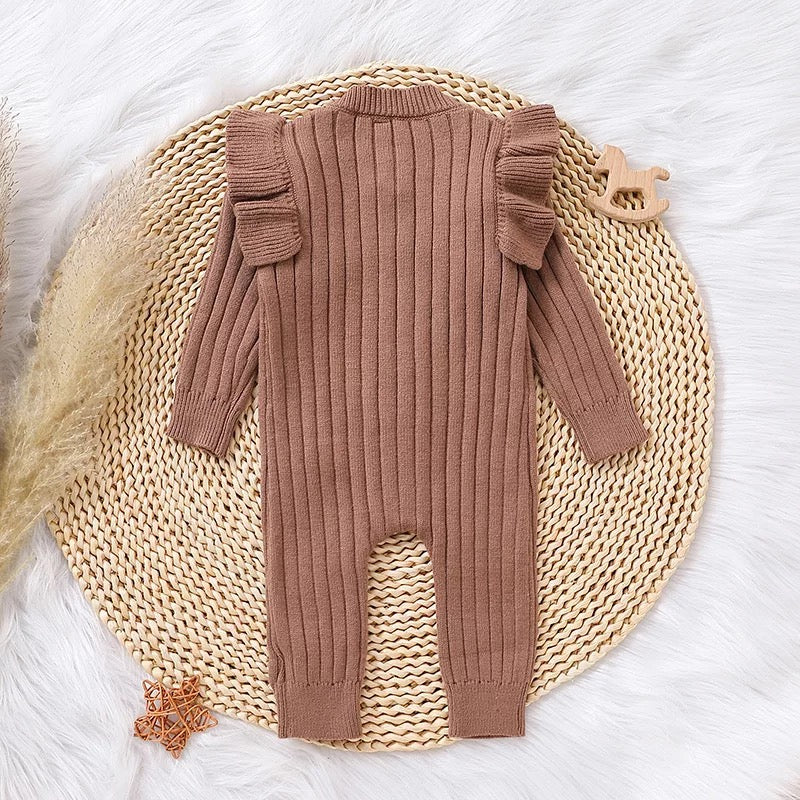 Long Sleeve Knit Ruffle Romper