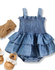 Ruffled Denim Romper