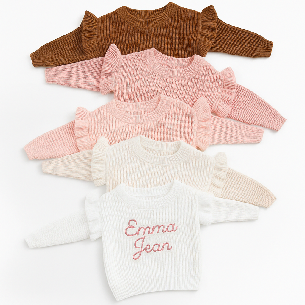 Personalized Ruffle Long Sleeve Knit