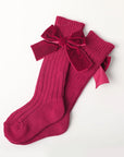Long Knee Velvet Bow Socks