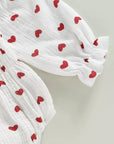 Heart Print Long Sleeve Romper
