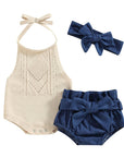 Halter Knit Shorts Set