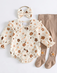 Sweet Meadow Floral
3pcs Romper Set | Cream