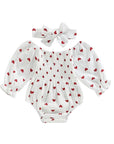 Heart Print Long Sleeve Romper