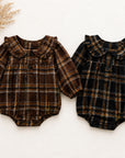 Autumn Plaid Ruffle Collar Romper