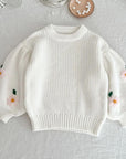 Puff Sleeves Embroidered Sweater
