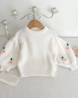 Puff Sleeves Embroidered Sweater