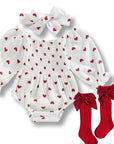 Heart Print Long Sleeve Romper