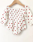 Heart Print Long Sleeve Romper