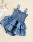 Ruffled Denim Romper