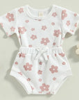 Waffle Floral Printed T-shirt + Shorts Set