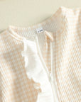 Gingham Ruffle Footie + Matching Bow