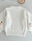Puff Sleeves Embroidered Sweater