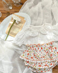 Puff Sleeve Button-up & Floral Shorts Set
