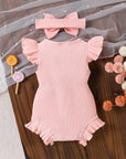 Ribbed Ruffle Romper + Bow Set
