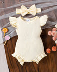 Ribbed Ruffle Romper + Bow Set