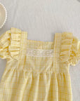 Sunshine Gingham Lace Bubble Romper