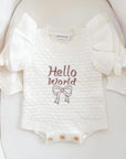 “Hello World” Ruffle Knit Onesie