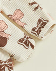 Pink Football Bow Baby Ruffle Footie