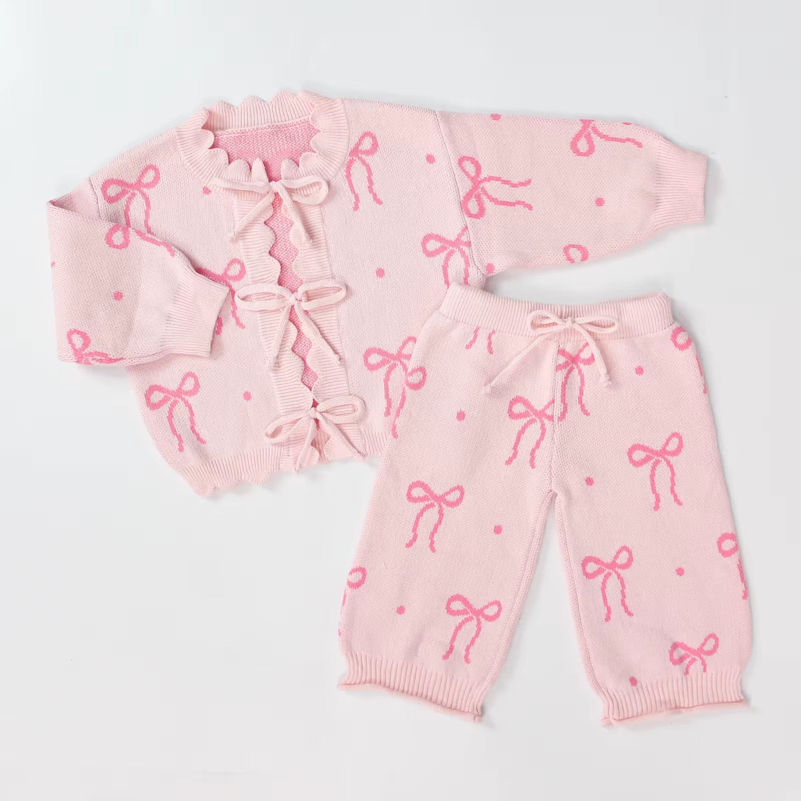 Pink Bow Knit Lounge Set – PREORDER