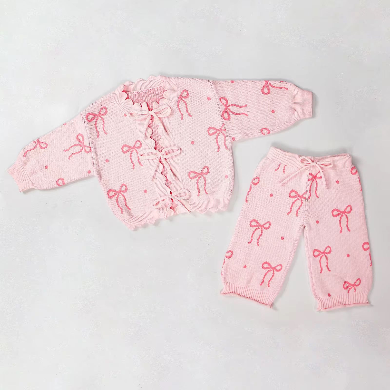 Pink Bow Knit Lounge Set – PREORDER