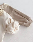 2pcs Waffle Lace Sweatsuit Set