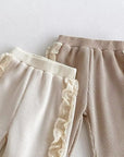 2pcs Waffle Lace Sweatsuit Set