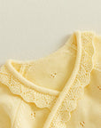 Heirloom Lace Knit Wrap Romper Yellow