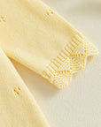 Heirloom Lace Knit Wrap Romper Yellow