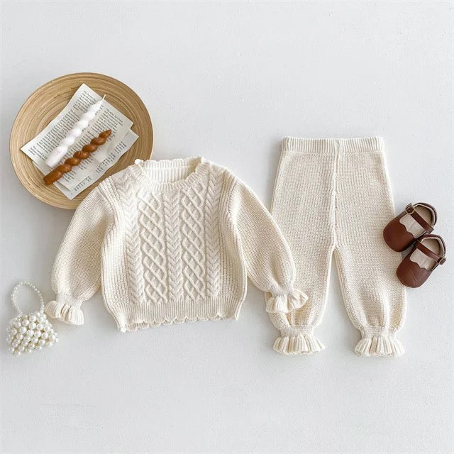 2pcs Ruffle Sweater Pants Set