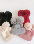 Double Pom Pom Knit Hat