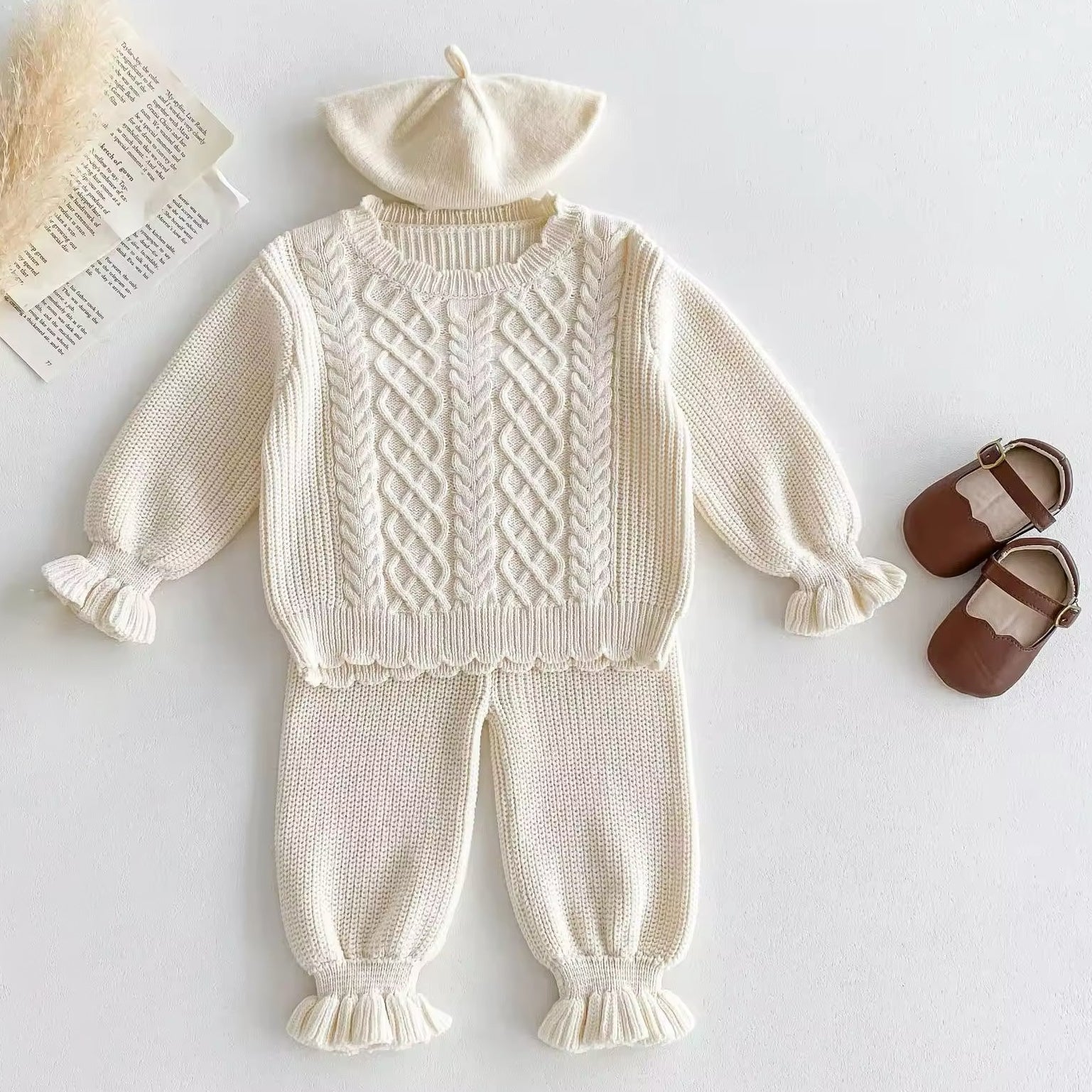 2pcs Ruffle Sweater Pants Set