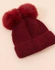 Double Pom Pom Knit Hat