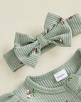 Floral Ribbed Onesie Headband Set(multiple colors)